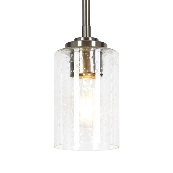 LNC 4-in Mini Pendant Light, Glass Shade, Satin Nickel, for Kitchen Island, Bar or Dining Area