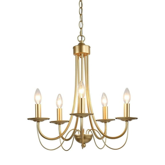 LNC 5-Light Matte Gold Candle Chandelier for Dining Room or Bedroom