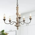 thumbnail image 1 of LNC 5-Light Farmhouse Bronze Candle Style  Antique Wood Chandelier, 1 of 11