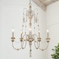 thumbnail image 1 of LNC 5-Light Farmhouse Wood Chandeliers for Dining Room, Antique White, 1 of 11