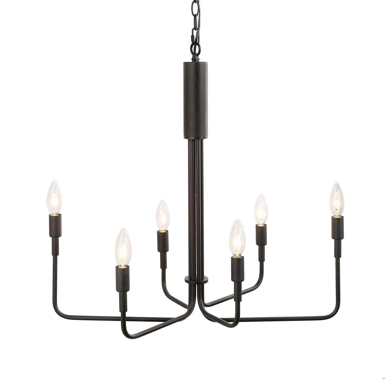 LNC 6-Light Matte Black Candle Chandelier for Kitchen, Dining or Living Room