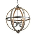 thumbnail image 1 of LNC 6-Light Gray Wood and Black Globe Farmhouse Orb Chandelier, 1 of 12