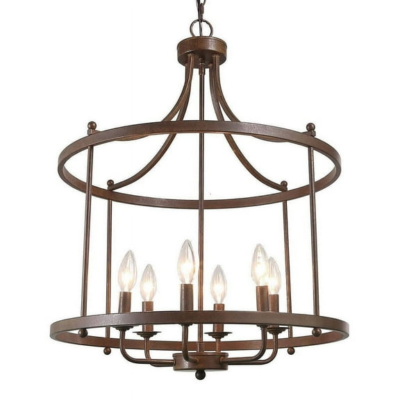 LNC 6-Light Antique Rust Bronze Electric Farmhouse Drum Chandelier