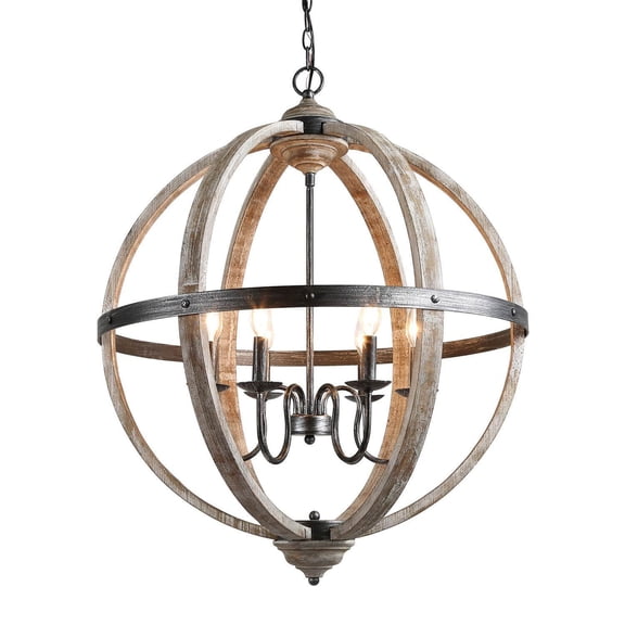LNC 6-Light Globe Farmhouse Chandelier for Kitchen Island,Distressed Wood