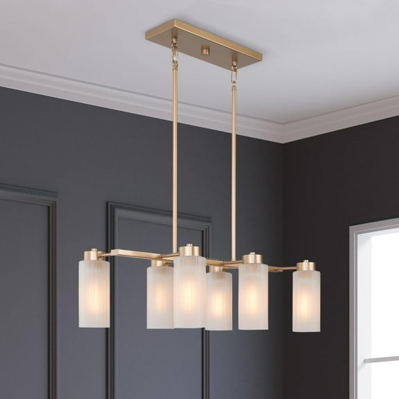 LNC 6-Light Modern&Contemporary Chandelier with Frosted Glass for Kitchen IslandGold