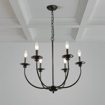 LNC 6-Light Modern/Contemporary Matte Black Large Candle Chandelier