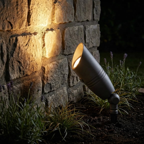 LNC 6-in Aluminum Spot Light, 7W Outdoor Fixture, Black, for Landscape, Tree Uplighting or Accent Lighting