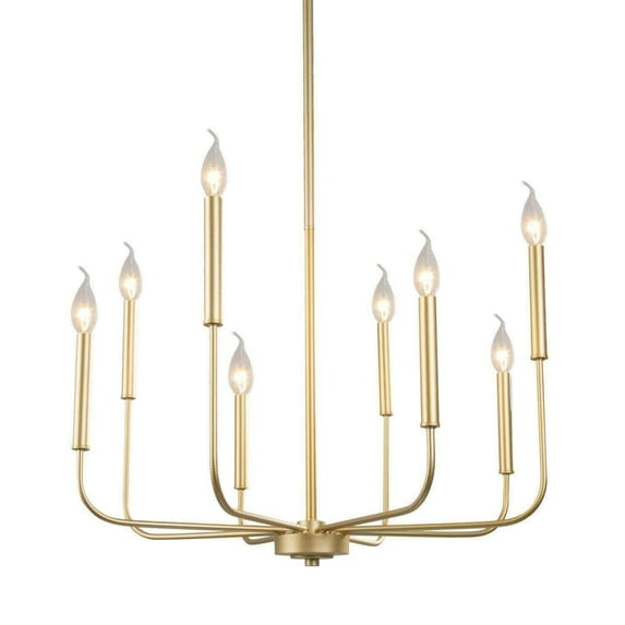 LNC 8-Light Matte Gold Candle Chandelier for Kitchen, Dining or Living Room