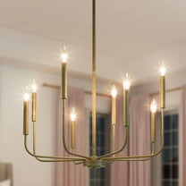 LNC 8-Light Antique Gold Modern Linear Dining Room Chandelier,26.8"D x 26.8"W x 35.4"H