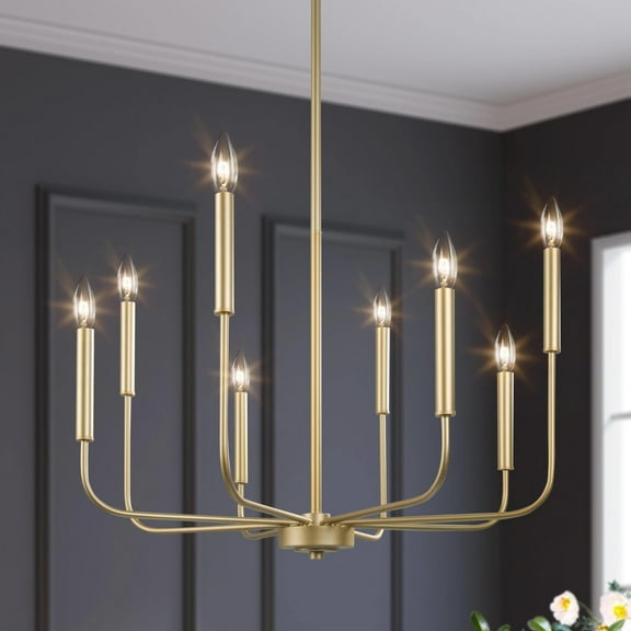 LNC 8-Light Matte Gold Modern/Contemporary Candle LED Dry rated Chandelier for Living Room