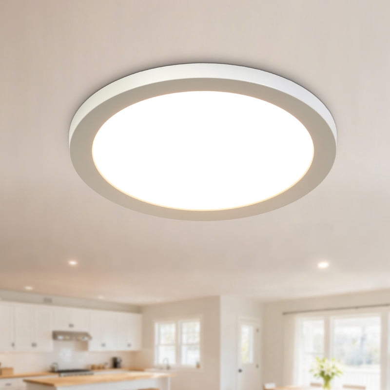 LNC 9" LED Flush Mount Ceiling Light,5CCT Adjustable,Ultra Thin,Damp Rated