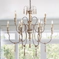 thumbnail image 1 of LNC 9-Light French country/Cottage Distressed Gray off-white wood Candle Shape Large Chandelier, 1 of 12