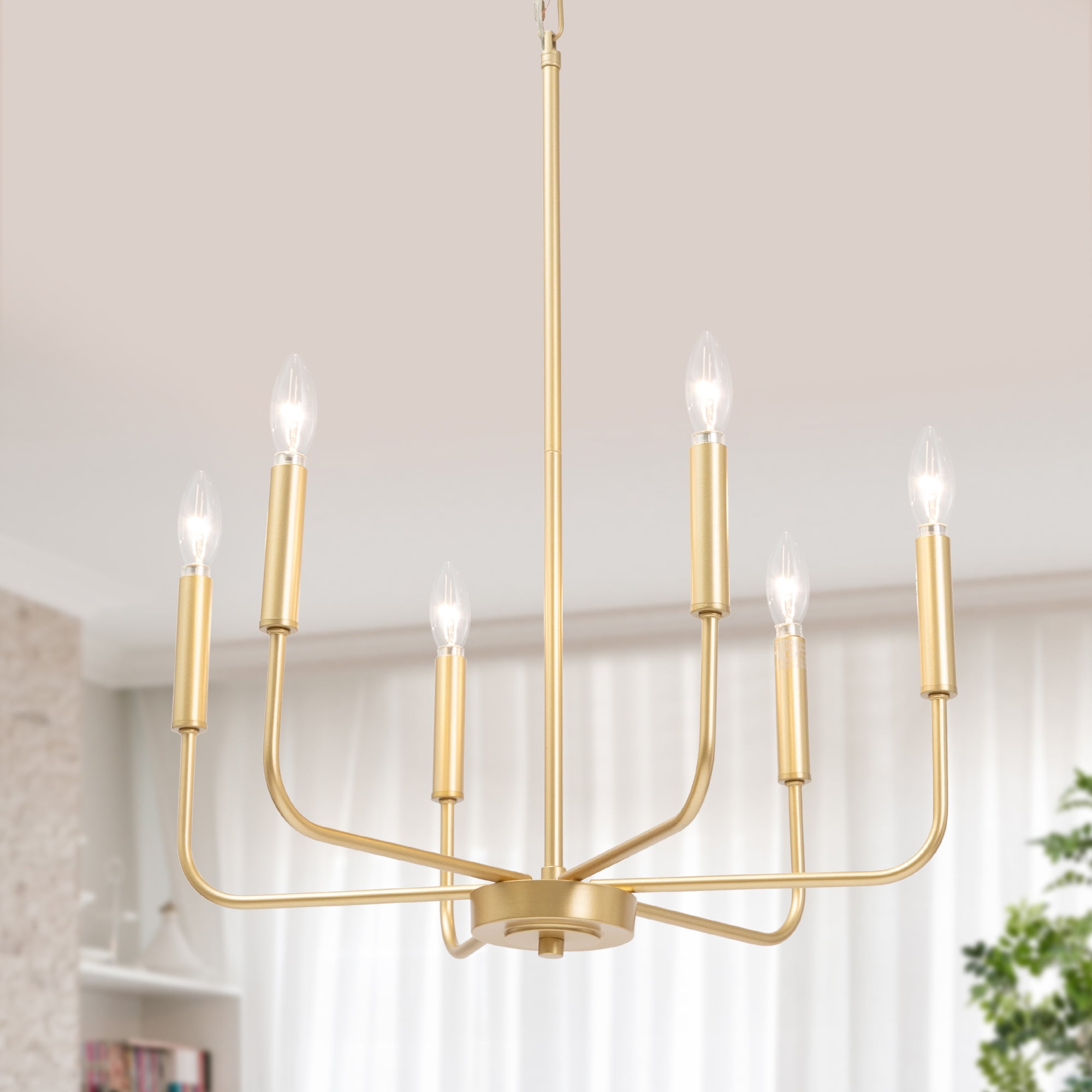 LNC Askrlessi 6-Light Matte Gold Modern/Contemporary Led Chandelier