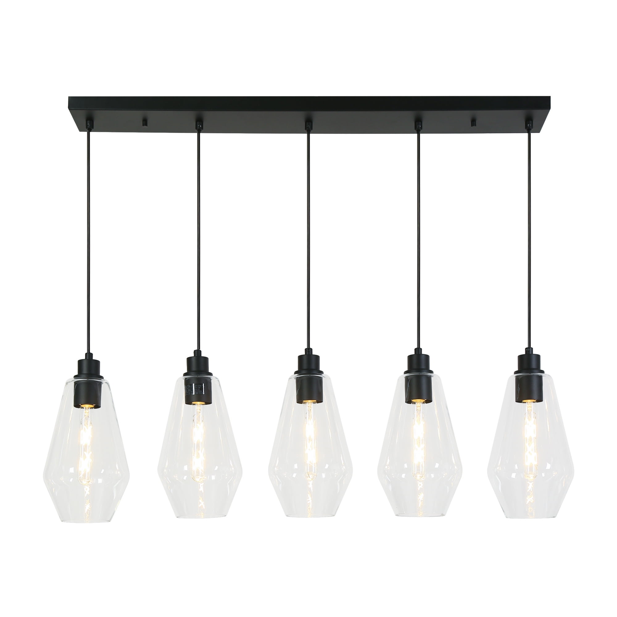 LNC Astralithos 5-Light Matte Black Modern/Contemporary Led Chandelier