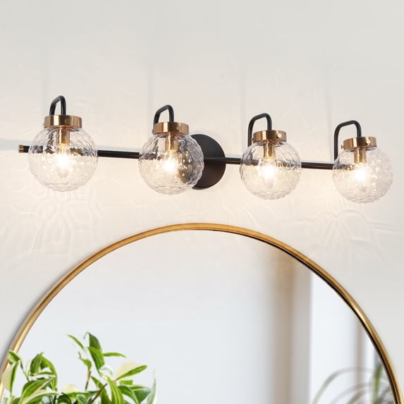 LNC Astrid 31-in 4-Light Matte Black LED Modern/Contemporary Vanity Light