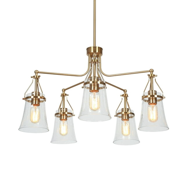 Auisre 5-Light Polished Gold Glam Led Chandelier