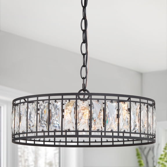 LNC Ballet 3-Light Modern/Contemporary Crystal Round Chandelier,Indoor Lighting for Living Room, Dining Room, Foyer,L15.5"xW15.5"x H6.5"
