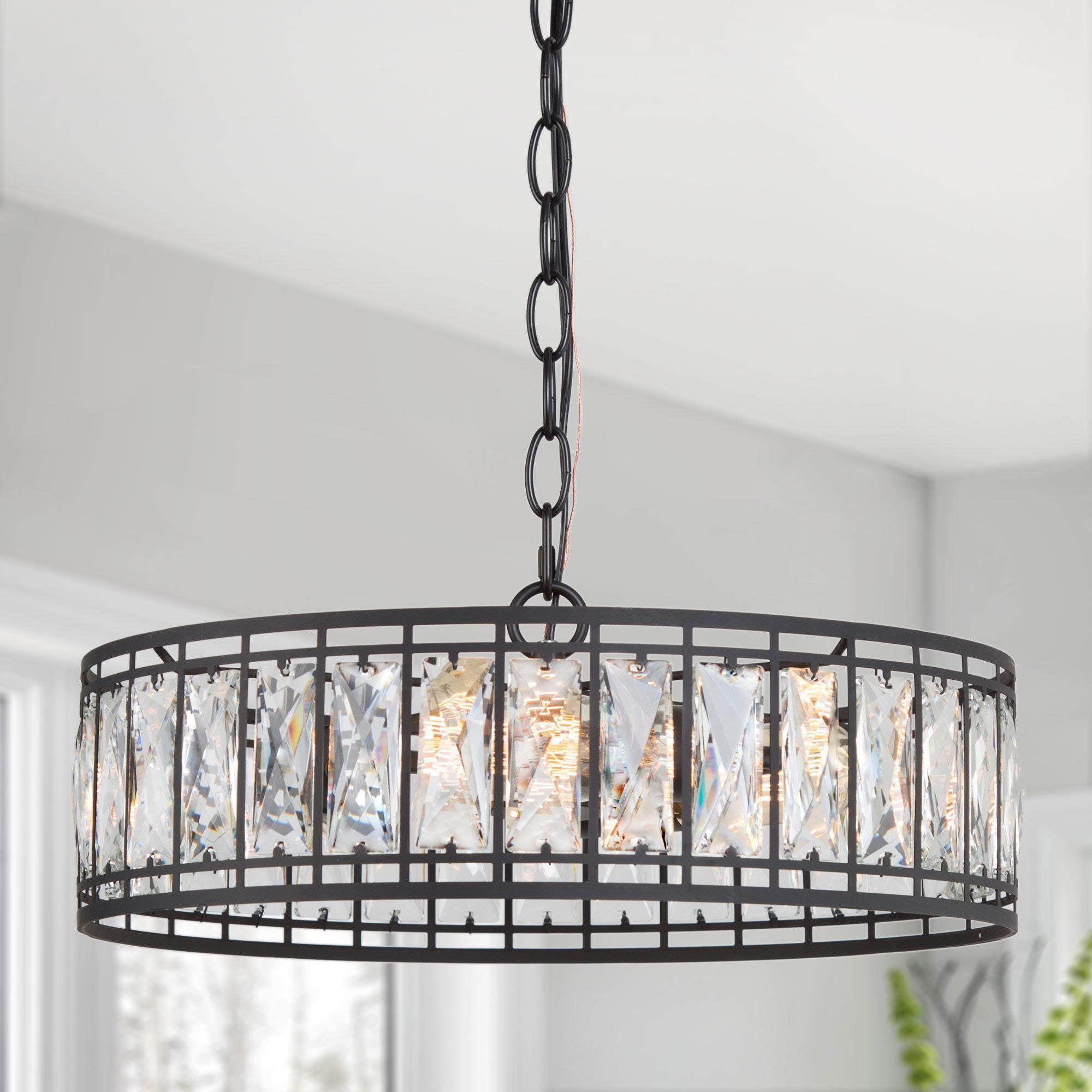 LNC Ballet 3-Light Modern Crystal Round Chandelier for Living or Dining Room