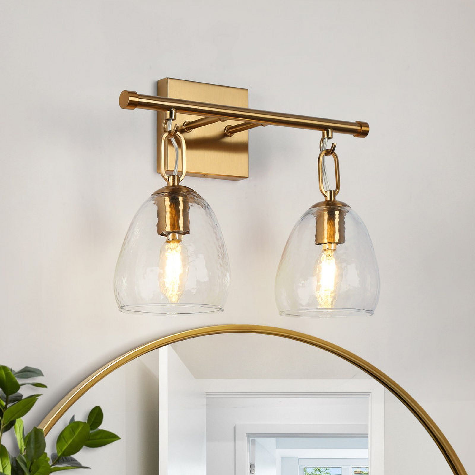 LNC Blobfish 13.8-in 2-Light Polished Gold LED Modern/Contemporary Vanity Light