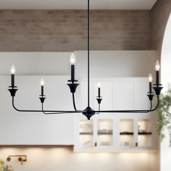 LNC Bohonicist 6 -Light Matte Black Bare bulb Metal Chandelier