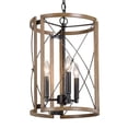 thumbnail image 1 of LNC Black and Brown Wood Grain Cage Farmhouse Cylinder LED Mini Kitchen Island Light, 1 of 14