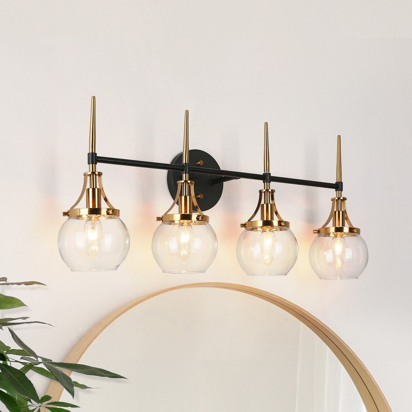 LNC Capensis 7.1-in 4-Light Matte Black LED Modern/Contemporary Vanity Light