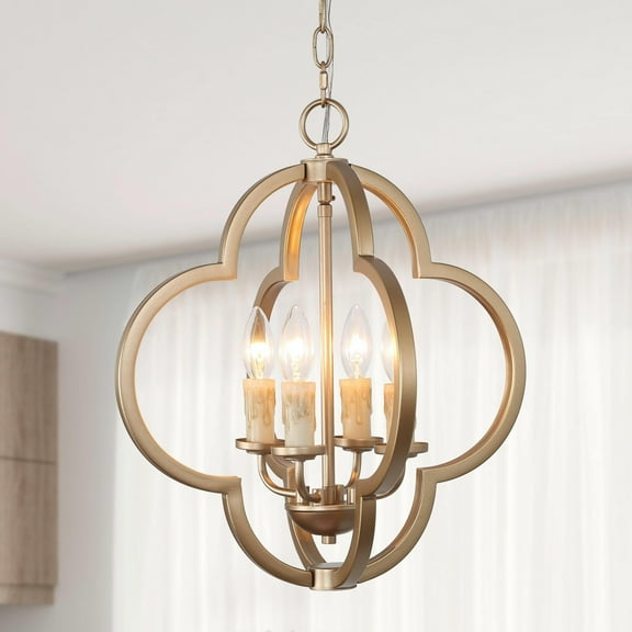 LNC Charm 4-Light Matte Gold Modern and Contemporary Globe Living Room Chandelier,L17.5"xW17.5"x H16"