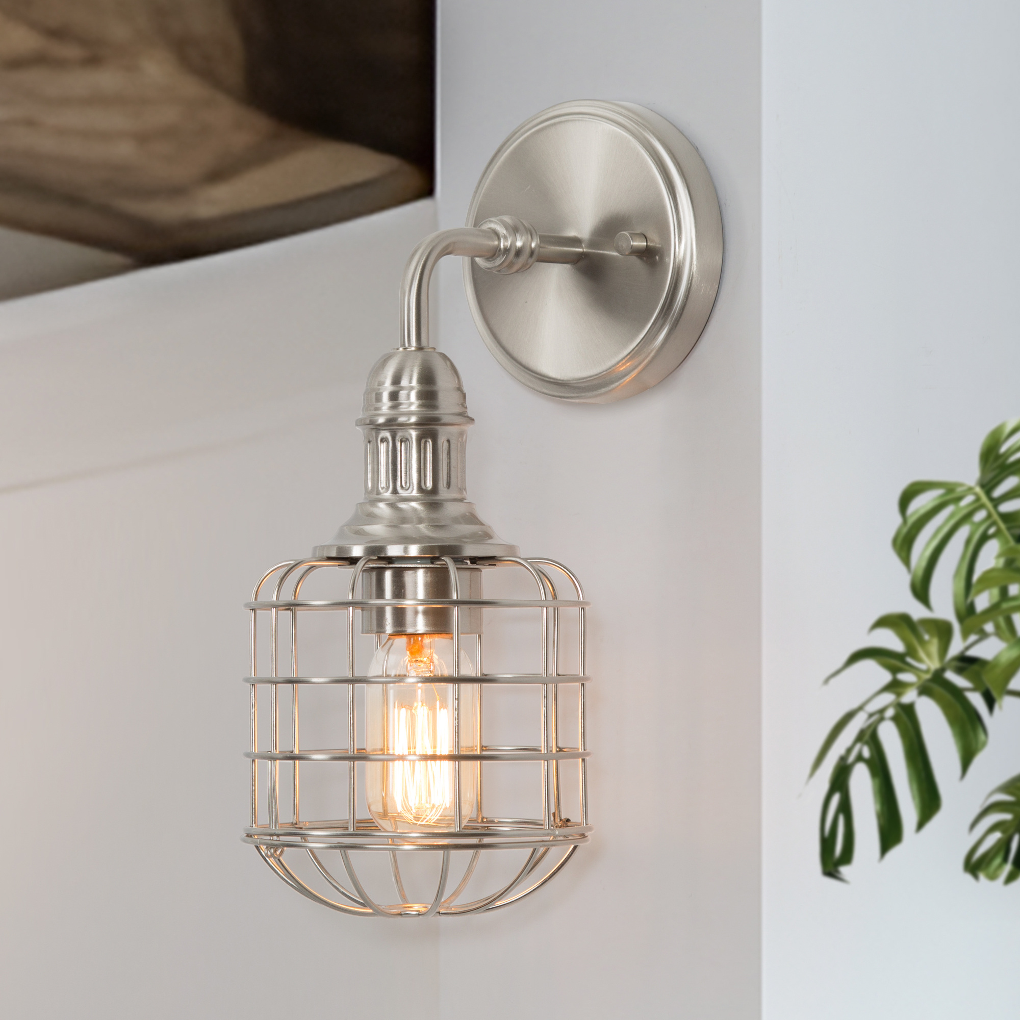 LNC Classic 5.5-in Polished Nickel Bathroom Vanity Light, Transitional, 1-Light
