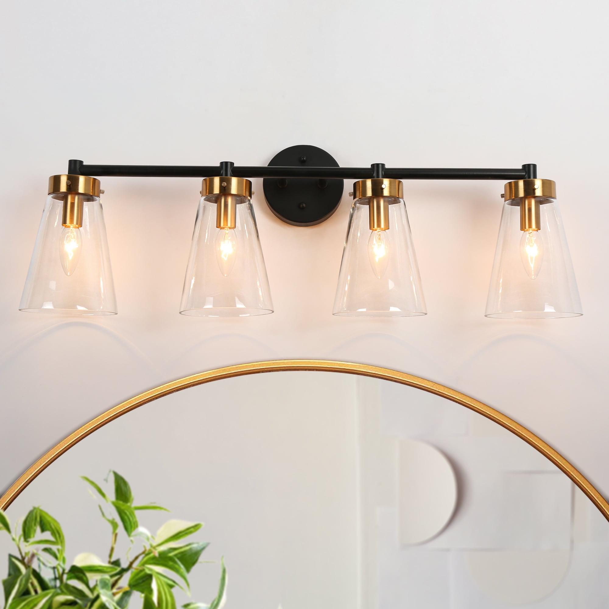 LNC Deferoiry 30-in 4-Light Matte Black LED Modern/Contemporary Vanity Light