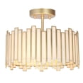 thumbnail image 1 of LNC Demo 3-Light 13-in Matte Gold and Tiffany Glass LEDsemi-flush Mount Light, 1 of 15