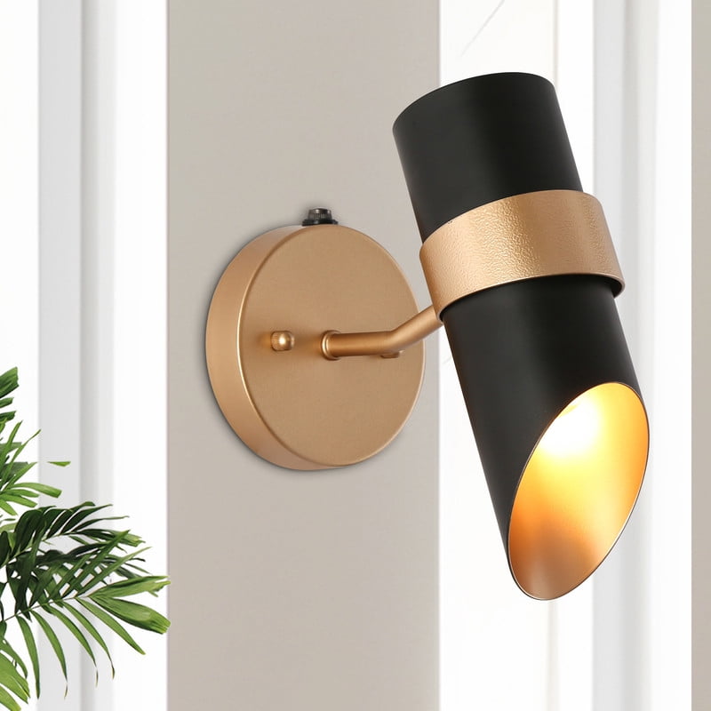 LNC Dusk to Dawn Outdoor Wall Light,10" H Black and Gold Modern Wall Sconce,Waterproof Metal Exterior Light for Porch,Garage,Entryway