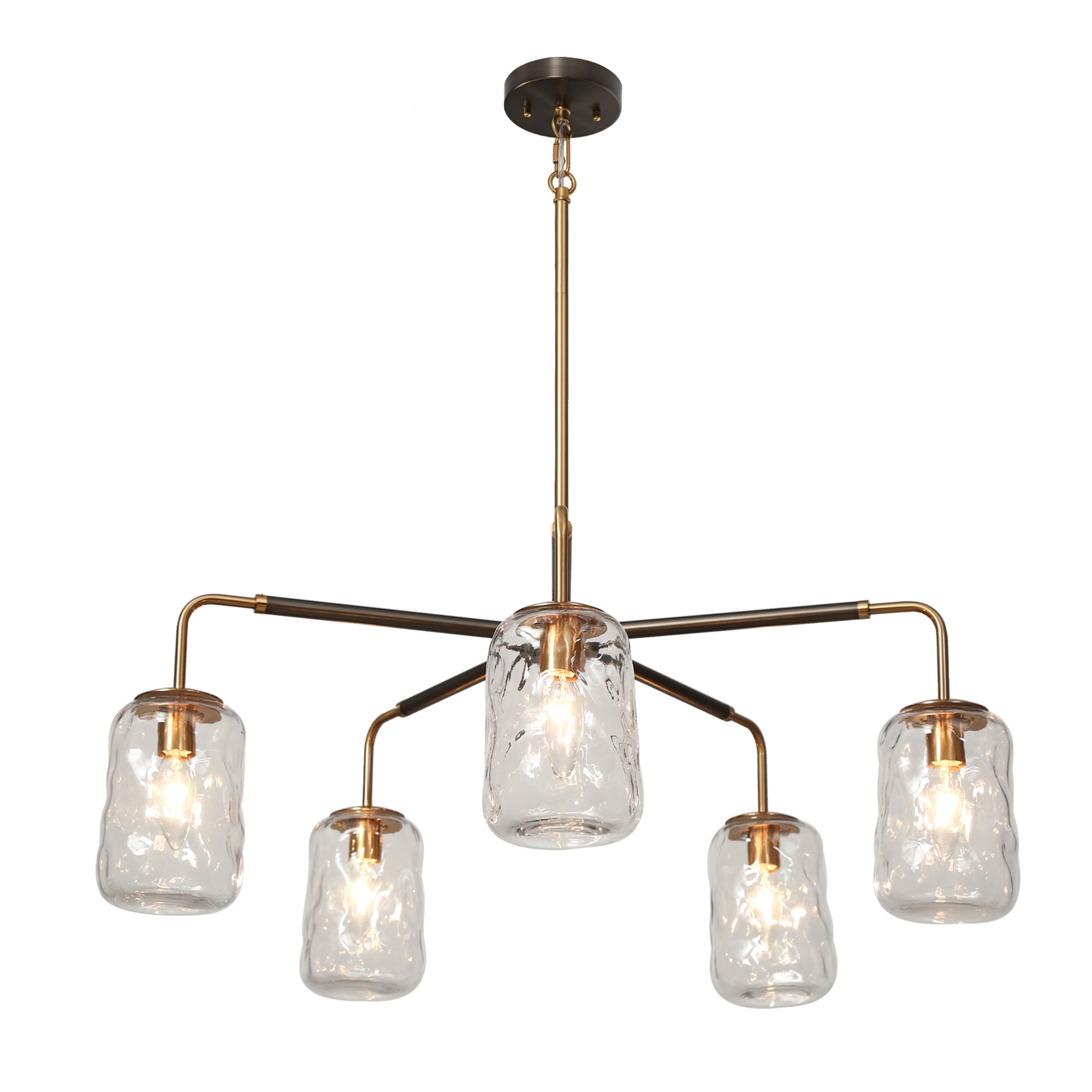 LNC Erharting 5-Light Brushed Black Modern/Contemporary Led Chandelier