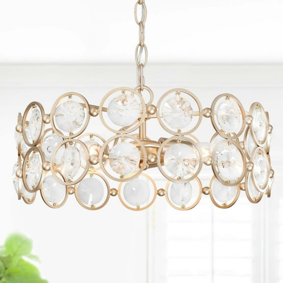 LNC Eternal 3-Light Matte Gold Glam Led Crystal Chandelier