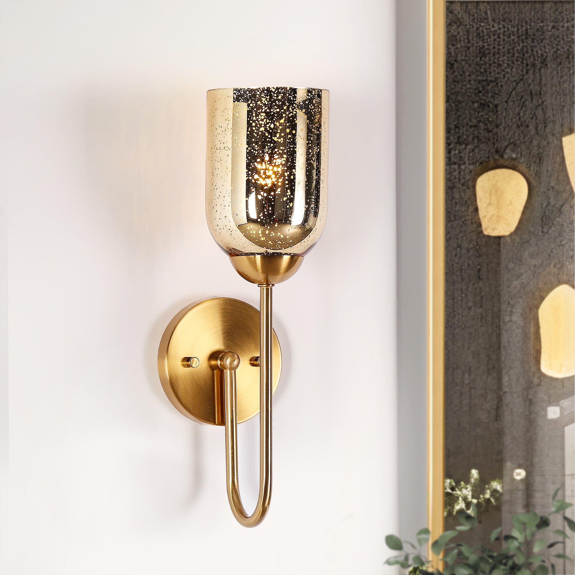 LNC Euniecstasy 4.7-in W 1-Light Polished Gold Modern Led,Incandescent Wall Sconce