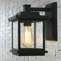 LNC Farmhouse Black Outdoor Wall Sconce Square Exterior Light Fixtures with Clear Glass