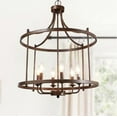 thumbnail image 1 of LNC Farmhouse Drum Chandelier 6-Light Rusty Bronze Cage Classic Chandelier for Foyer Candlestick Pendant Light, 1 of 9