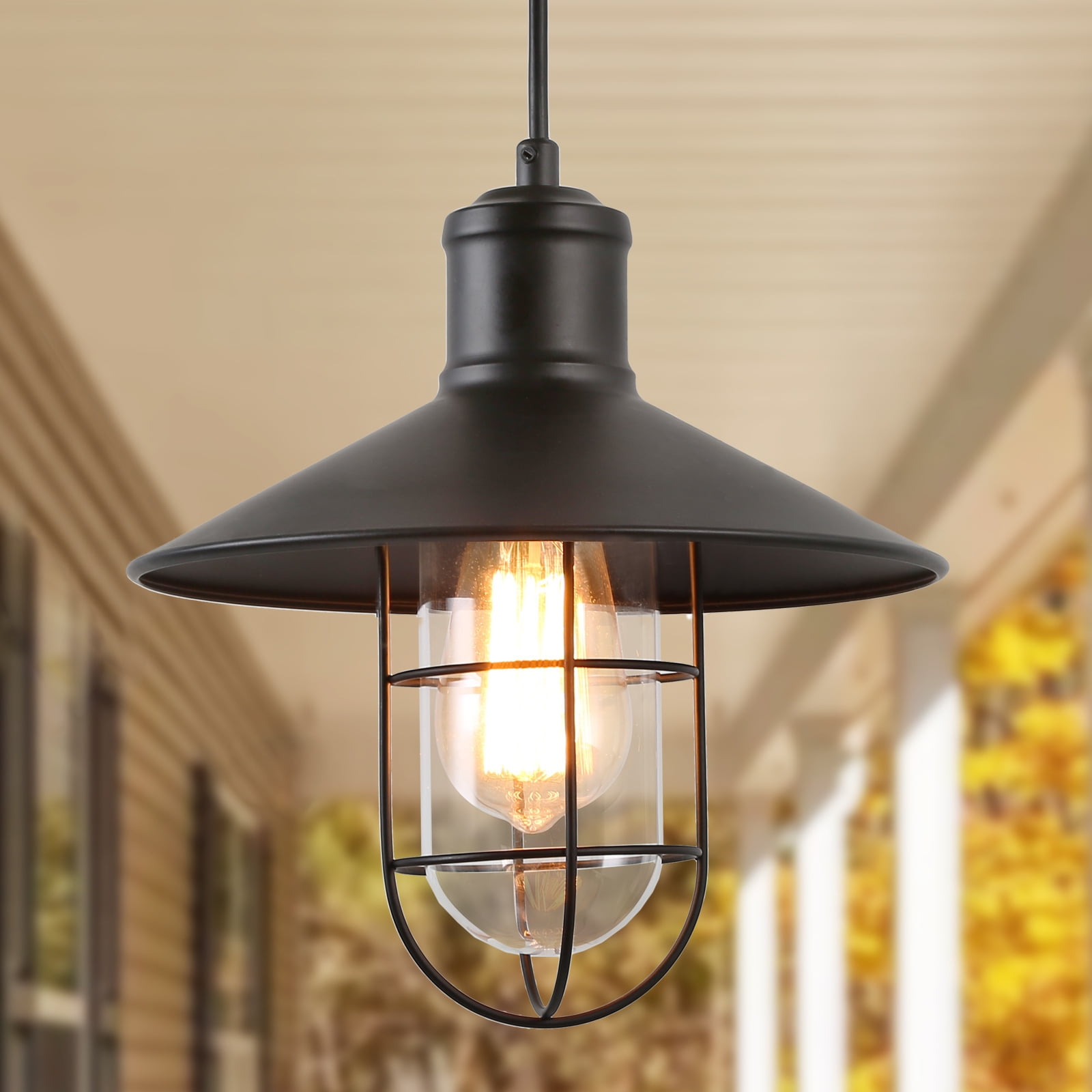 Matte Black Metal Cage Mini Pendant Light