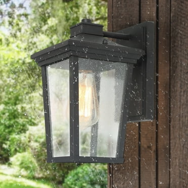LNC Farmhouse Outdoor Lantern Wall Sconce with Seeded Glass for Patio,Balcony,Entryway