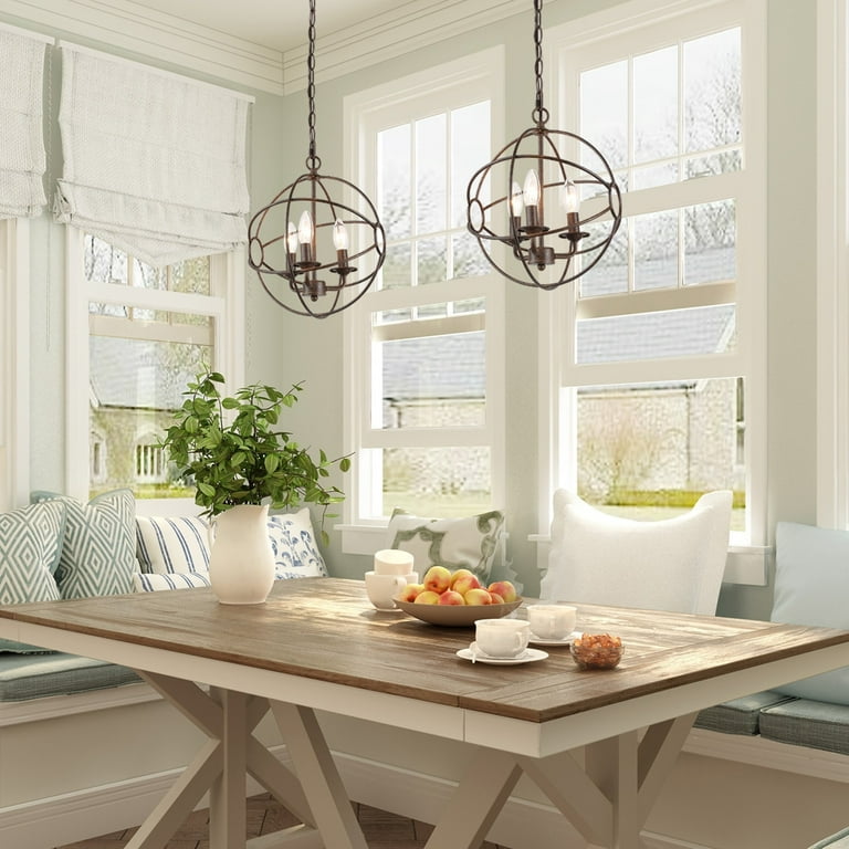 LNC Farmhouse Rustic 3-Light Metal Globe Chandelier Pendant Lights