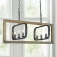 thumbnail image 1 of LNC Farmhouse&Rustic 6-Light Wood Chandelier ,Kitchen Island Light in Natural Wood&Black, 1 of 8