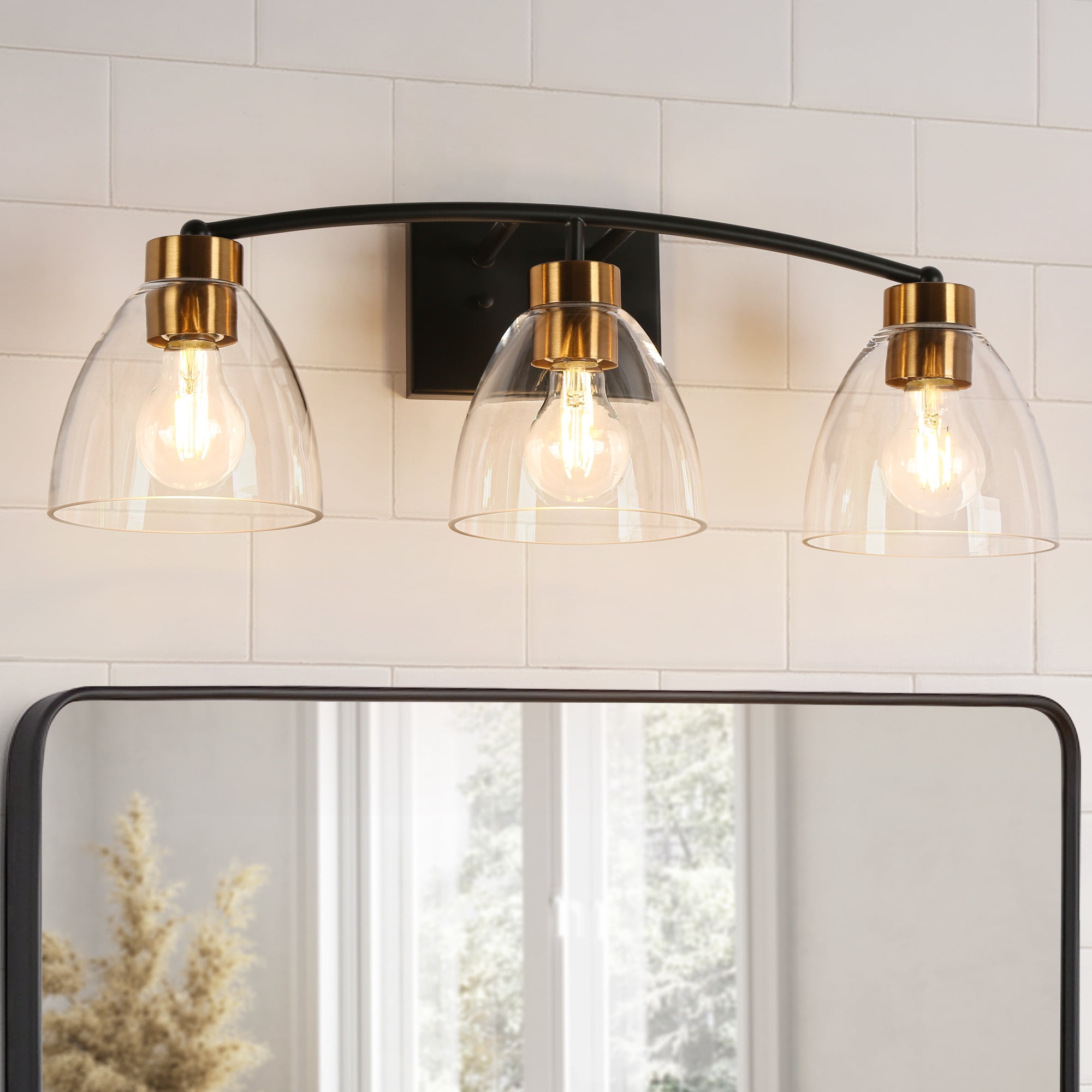 LNC Guayaba 22.8-in 3-Light Matte Black LED Modern/Contemporary Vanity Light Bar