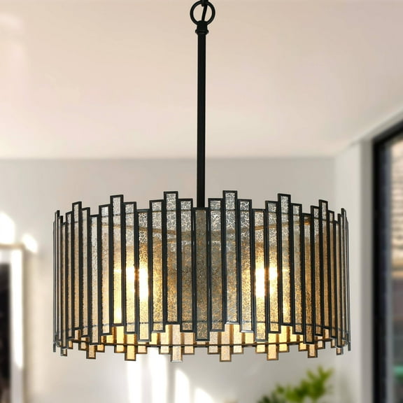 LNC Hemaaolay 4-Light Matte Black Modern/Contemporary Led Chandelier