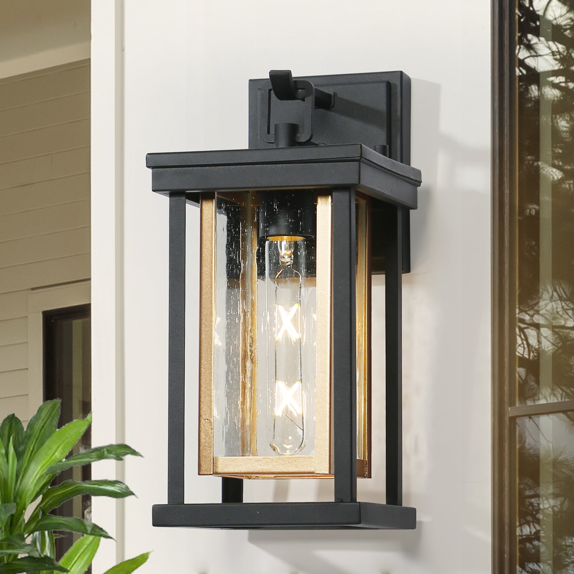 LNC Hewifda 1-Light 13.6-in H Matte Black LED Outdoor Wall Light