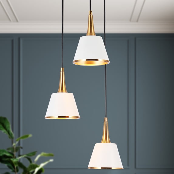 LNC Modern 3-Light Pendant Chandelier with White and Golds, Adjustable Hanging Fixture