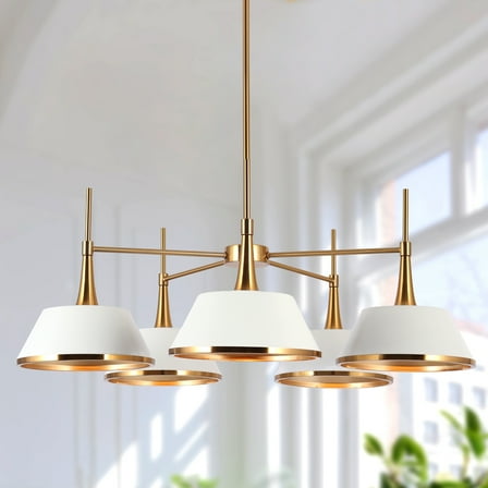 LNC Idaikos 5-Light Polished Gold Modern/Contemporary Led Chandelier