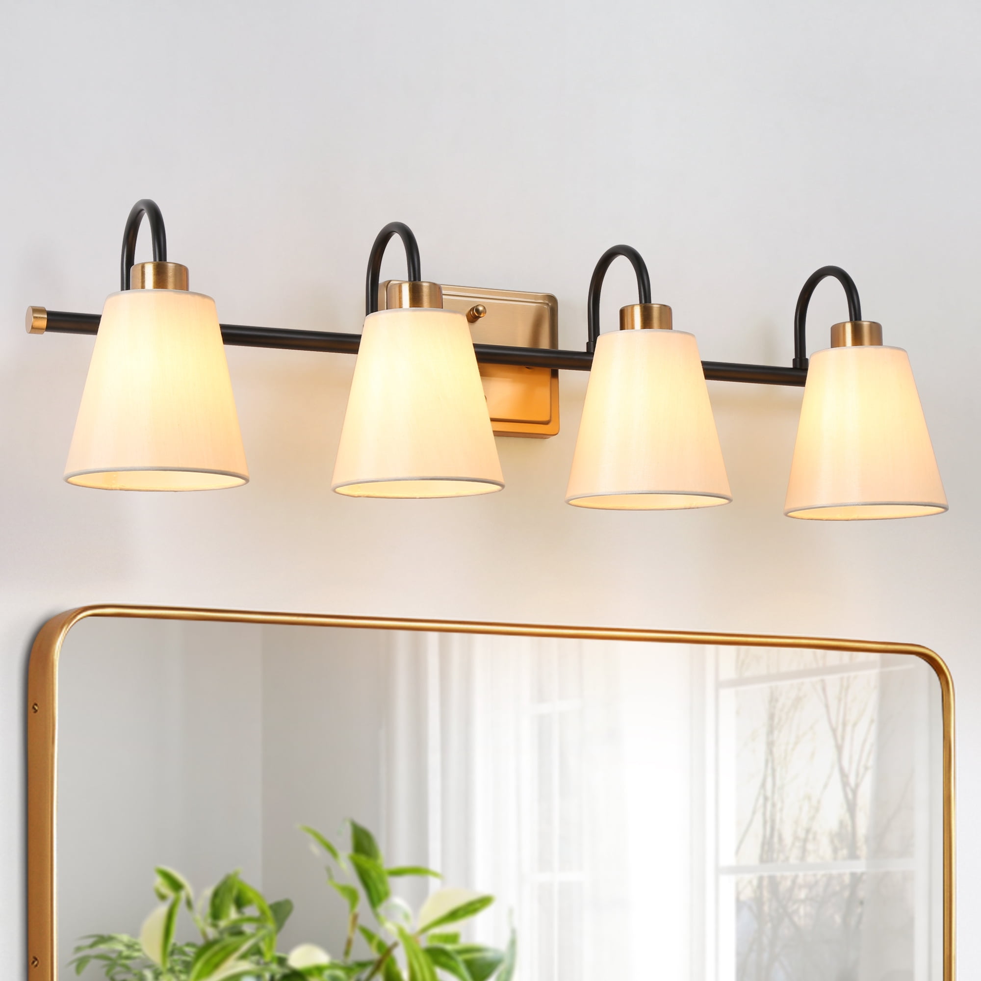 LNC Jacarmellia 28-in 4-Light Matte Black LED Modern/Contemporary Vanity Light Bar