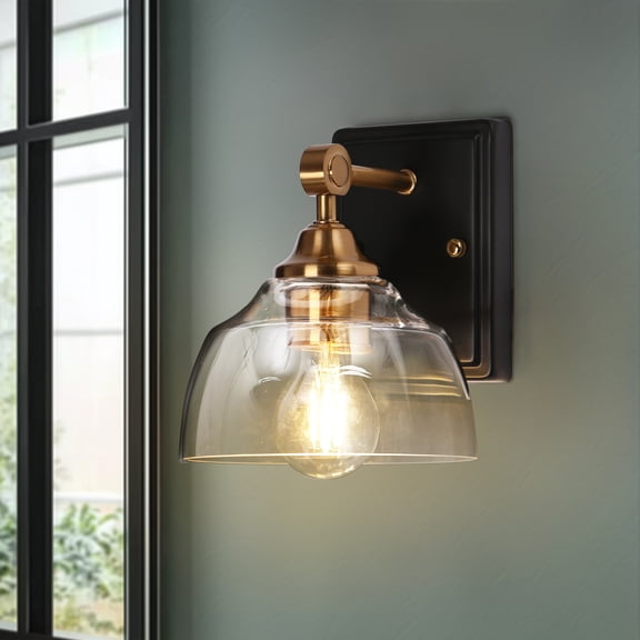 LNC Lainanger 6.3-in W 1-Light Polished Gold Modern/Contemporary LED Wall Sconce