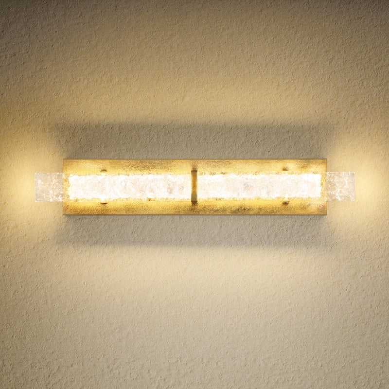LNC Linear LED Wall Sconce,Modern Textured Acrylic Wall Light,3000K Warm,750LM,Gold Bathroom Vanity Light for Bedroom and Bathroom