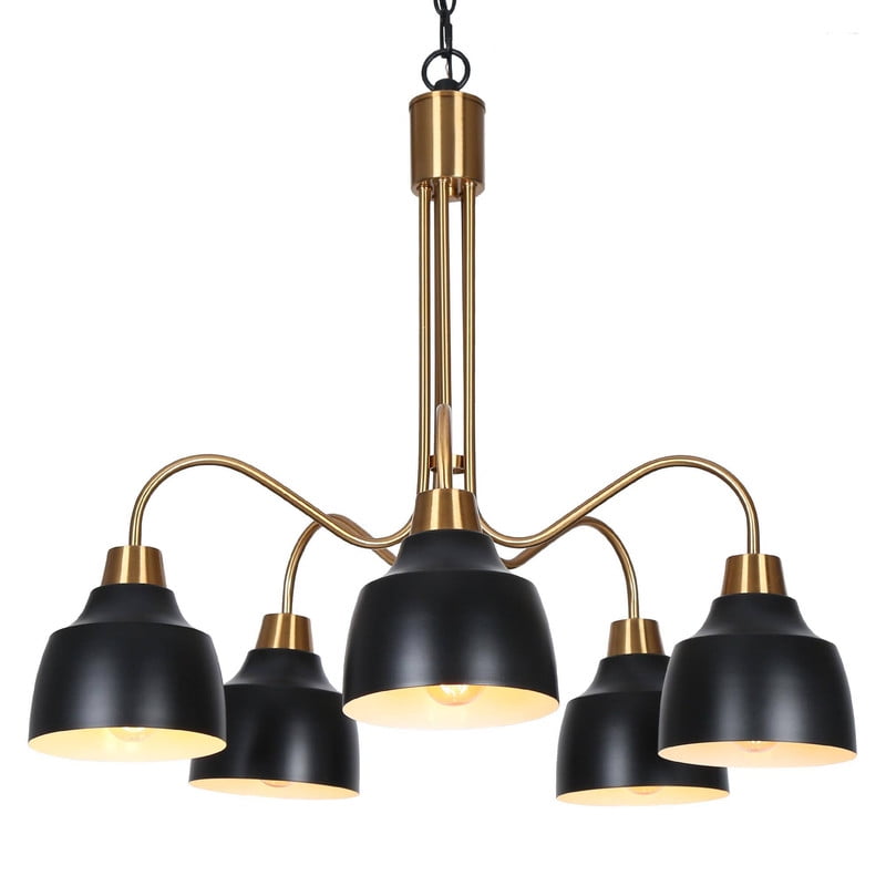 LNC Macao 5-Light Matte Black and Gold Modern/Contemporary Chandelier,22"Lx22"Hx22"D