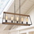 thumbnail image 1 of LNC  Martin 5-Light Brown Wood Grain and Brushed Gray Farmhouse Cage LED Chandelier, 1 of 13